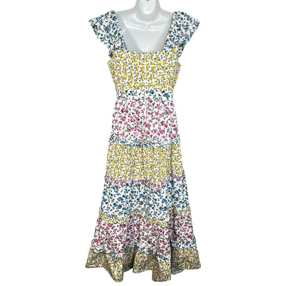 AMARANTE do Brazil Mixed Floral Tiered Maxi Dress Colorful Resort Luxury 6 - Picture 12 of 13